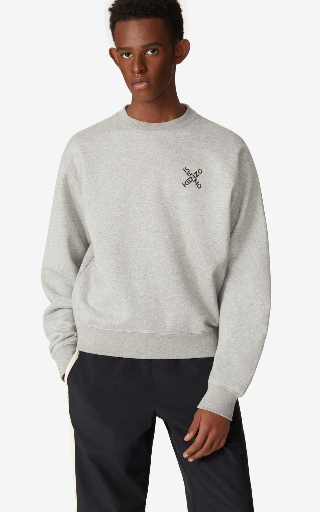 Kenzo Sport Little X Sweatshirt Grey For Mens 0136CAYZU